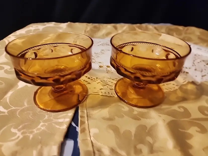 Vintage 60's Indiana Glass Kings Crown Amber