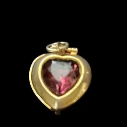 Tiny Purple Heart Locket Pendant  Gold Toned