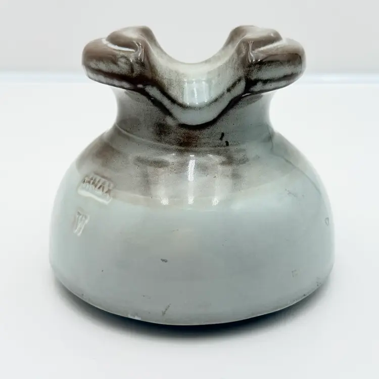 Light Gray And Brown Ceramic Knox Signed Insulator