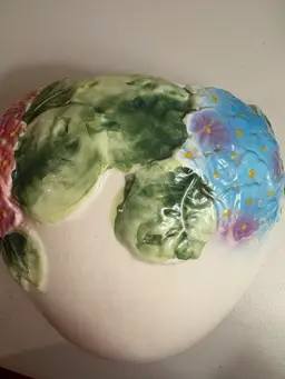 Vintage Pier 1 Imports Ceramic Floral Wall Pocket Vase Indoor Hanging Planter