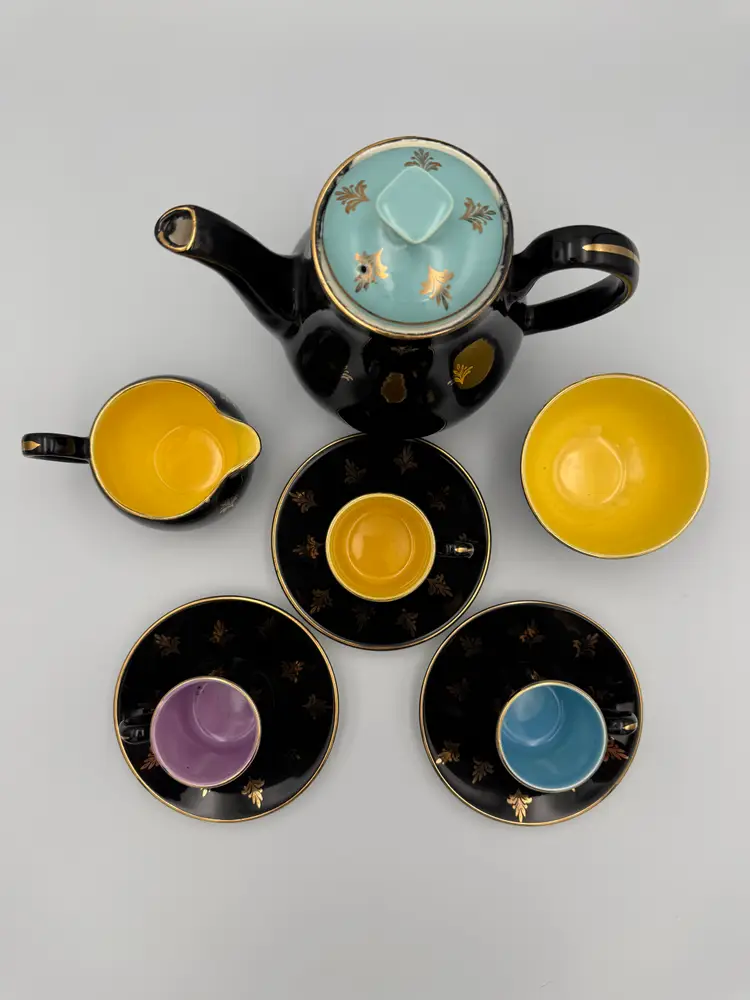 Vintage English Harlequin Espresso Set