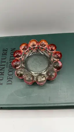 Vintage Anchor Hocking Lt Rose Pink 5" MCM Boppie Bubble Glass Ashtray 5”x1”