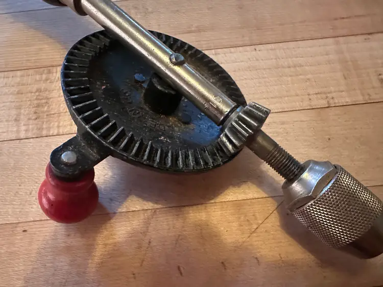 Vintage Stanley Handyman Drill H1214 Wood Handle