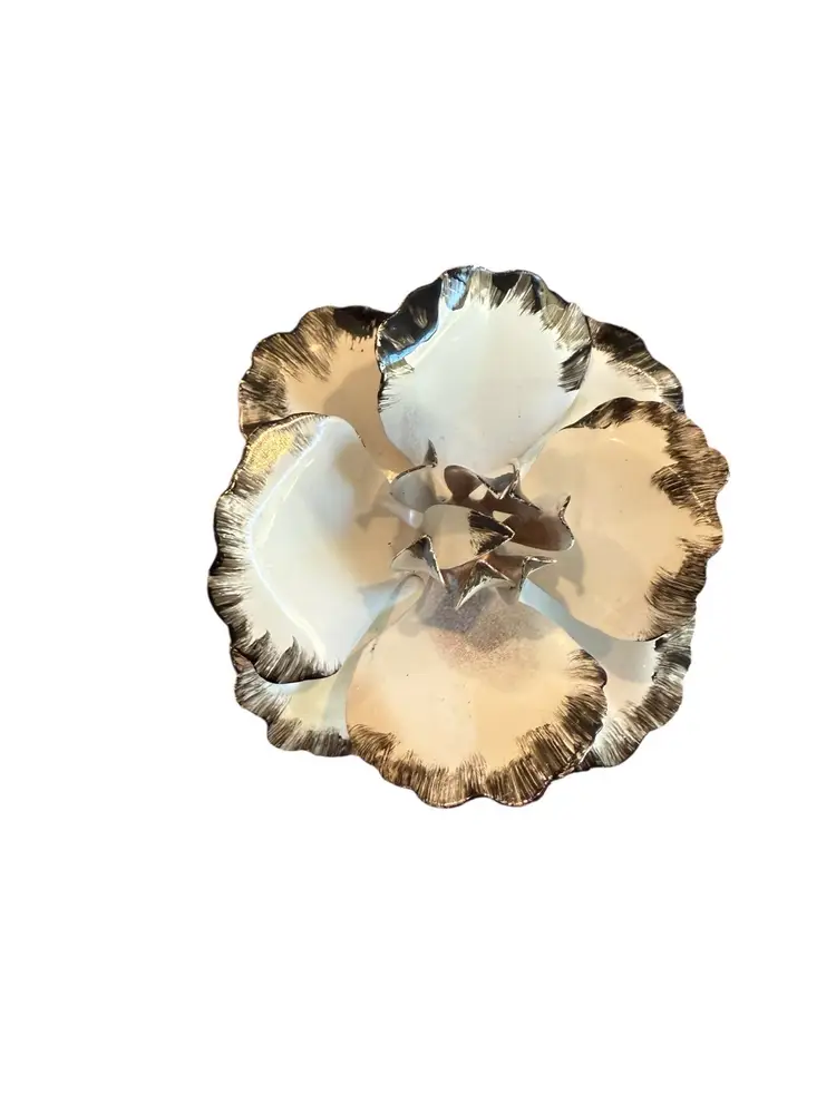 White And Black Enamel Flower