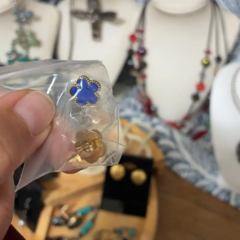 Blue Clover Earrings