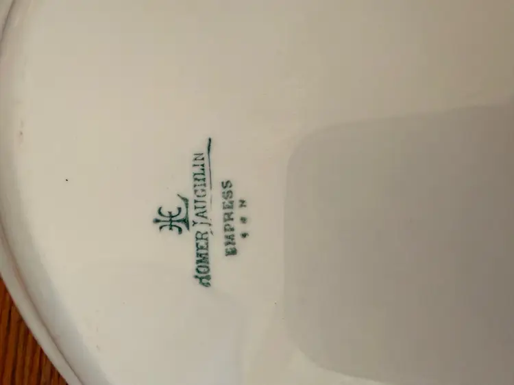 Homer Laughlin Empress 15” Oval Serving Platter – Pink Rose Garland & Scroll Border – Antique 1914 China – Cottagecore Farmhouse Décor