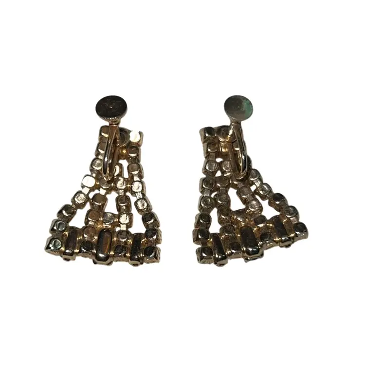 Vintage Milk & Emerald Green Glass Drop Earrings Screw back