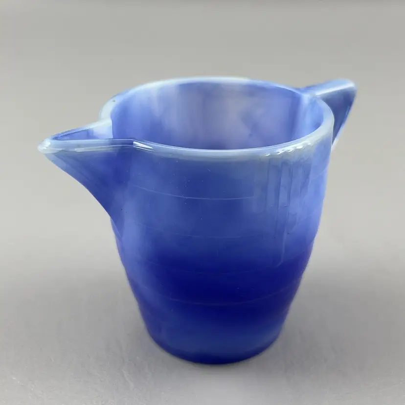 AKRO Agate Blue Swirl Glass Pitcher Vintage Childrens Toy