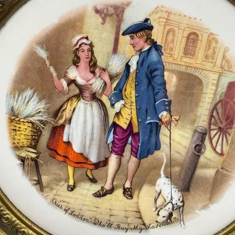 Vintage Regency Bone China "Cries of London" Brass Wall Charger 10”