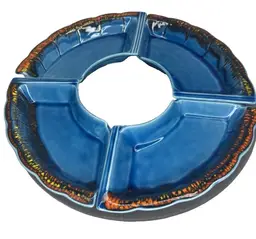 Vintage MCM California Maurice Potter Turquois Fire Glaze Dip 4pc Set