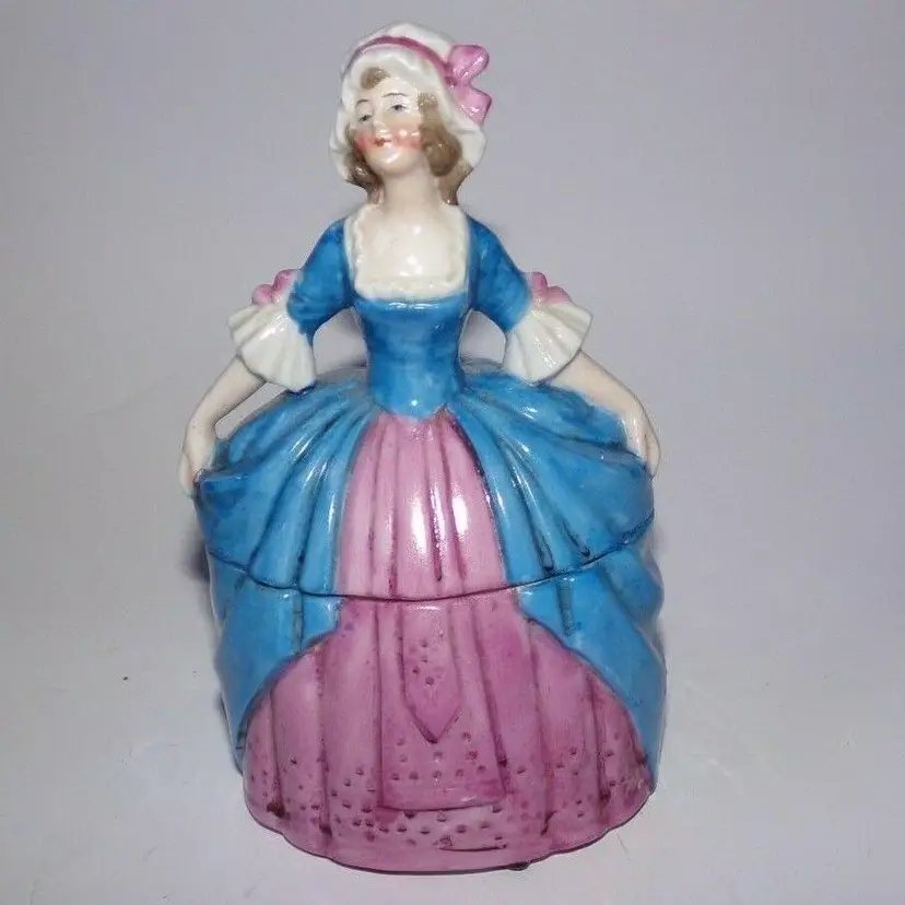 Antique Dresser Dollie, Dresser Box, Antique German Sitzendorf Porcelain, RARE, 1920s