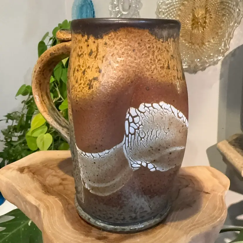 Spears Signed Studio Pottery Tankard Mug – 6” Crawl Glaze
