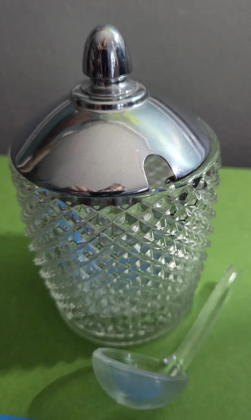 Westmoreland English Hobnail Clear Marmalade with Metal Lid