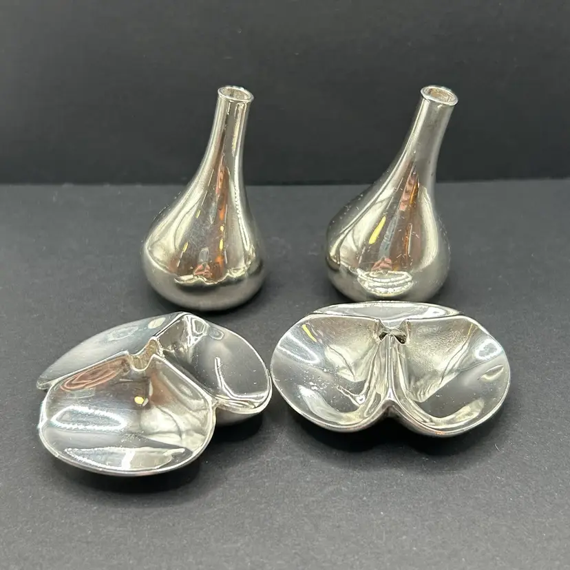 Vintage Dansk Tiny Taper Candle Holders Set of 4 Onion Teardrop and Shell