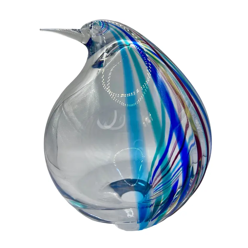 Signed Murano Seguso Arte Vetro Striped Art Glass Bird 7.5”