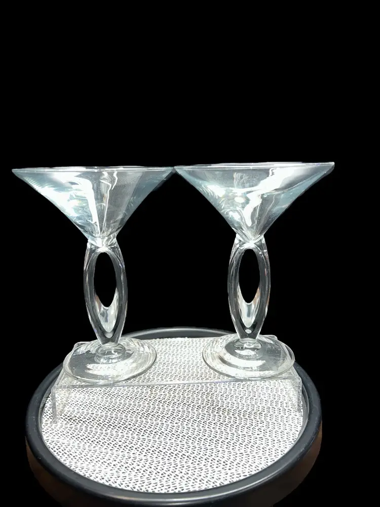 Pair Of Vintage Libbey Loop Stem Martini Glasses