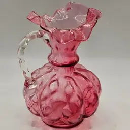 Fenton Cranberry melon Pitcher Vase 6" Ruffled rim