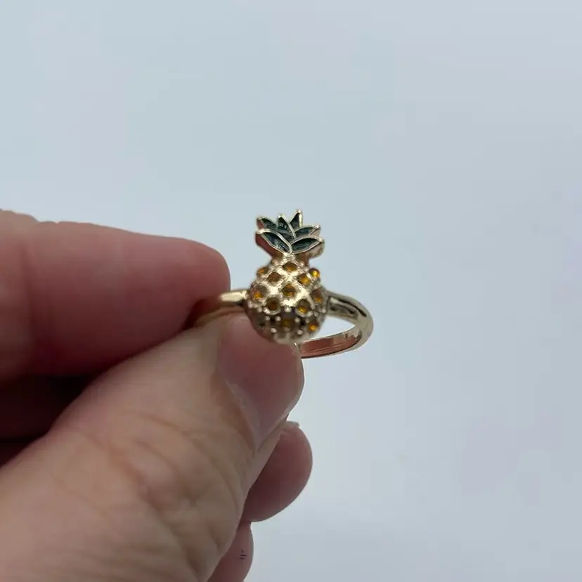 Gold Tone  Pineapple Ring Size 10