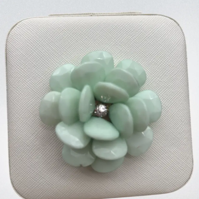 Vintage Bloom Hand-Embellished Travel Jewelry Case – Repurposed Vintage Jewelry Floral Design – White Compact Organizer
