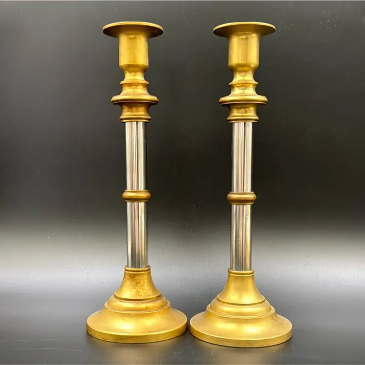 Vintage brass chrome candle holders