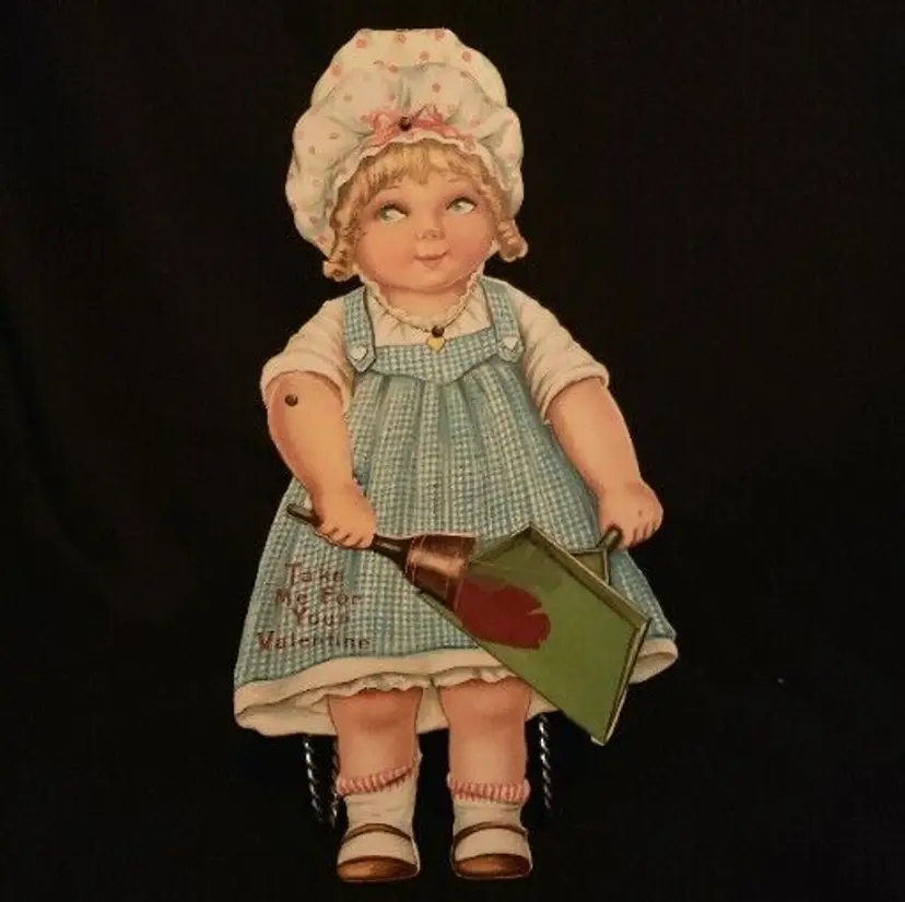 Valentine's Day Card "TAKE ME FOR YOUR VALENTINE" Movable Parts Vintage