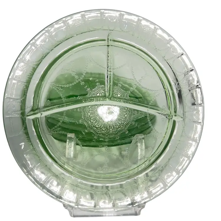 1 Uranium Divided Grill Plate
Cameo (Ballerina) Pattern 
By  Hocking Glass Company 
Sold Individually 
UV Reactive Glass Glows 
United States 1930s Depression Era



Christmas Holiday Hosting 
Party Celebration Winter Gift
Thanksgiving Harvest Autumn Halloween Party Celebration Gift 
Mothers Day Anniversary Birthday