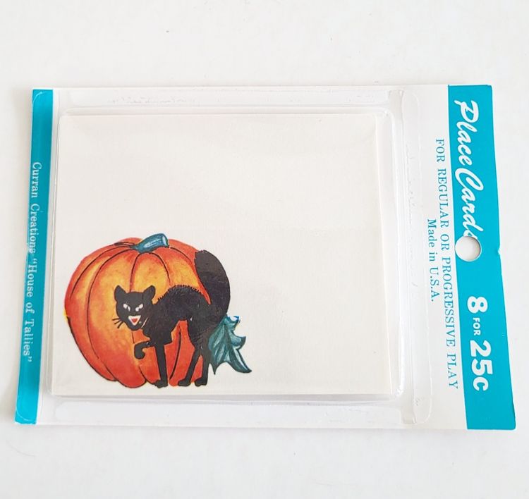 Vintage Halloween Black Cat NOS Placecards