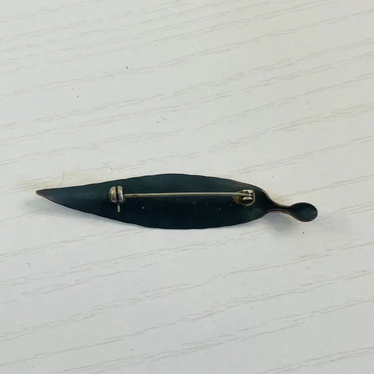 Stuart Nye Copper Willow Leaf Brooch Signed 2.5”