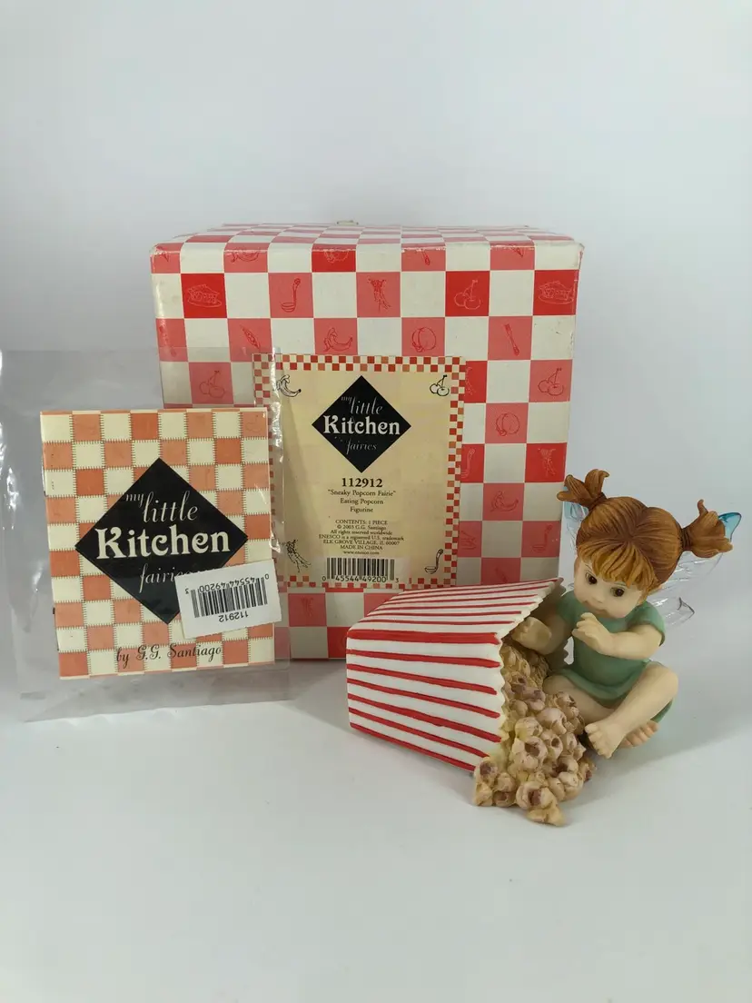 My Little Kitchen Fairies Enesco Sneaky Popcorn Fairie 2003 w/ Box 