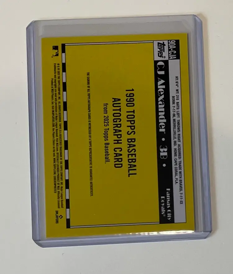 CJ Alexander RC 1990 Topps Auto Kansas City Royals