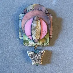 Susan Bellows Mixed Media Pendant/Brooch 2.75”