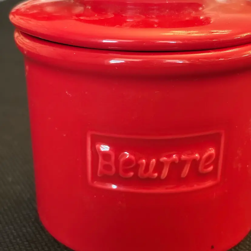 Butter Bell Crock by L. Tremain French Ceramic Dark Red Canister