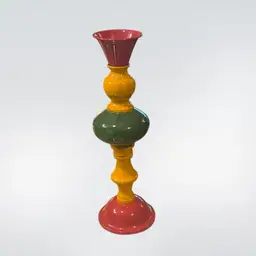 Multicolored Painted Metal Candle Holder