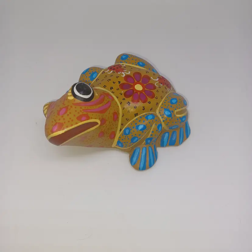 Vintage Hand-painted Tonola frog Tuti Mexico Ceramic