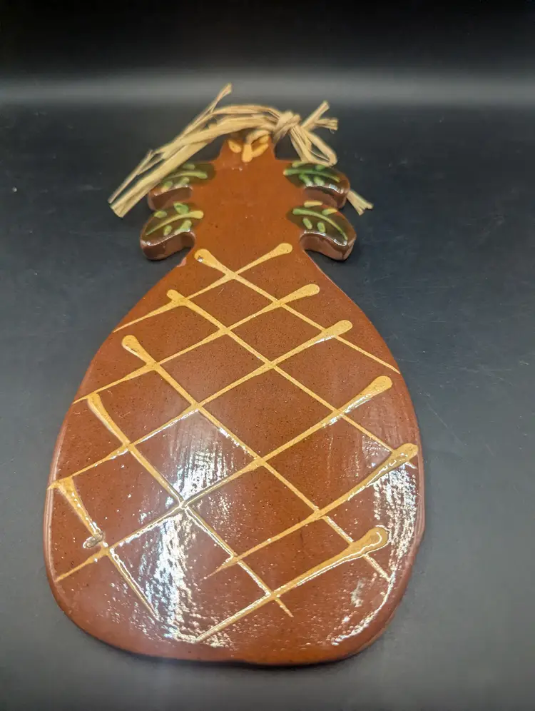 Redware Foltz Pottery Large Pineapple Wall Hanging 9 3/8" Tall