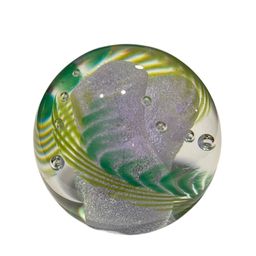 Caithness “Chevron” Signed/Numbered Art Neodymium Glass Paperweight - 3.5” GLOWS