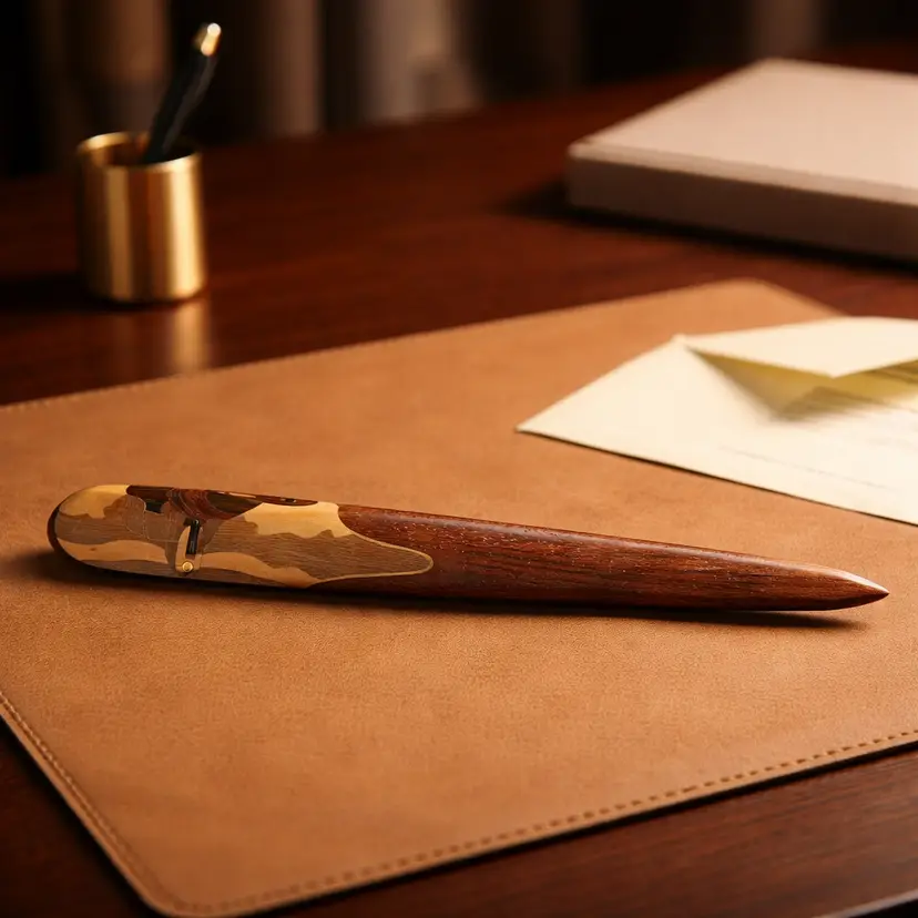 Wood Inlay Letter Opener w/ Walrus Design, 7.25"