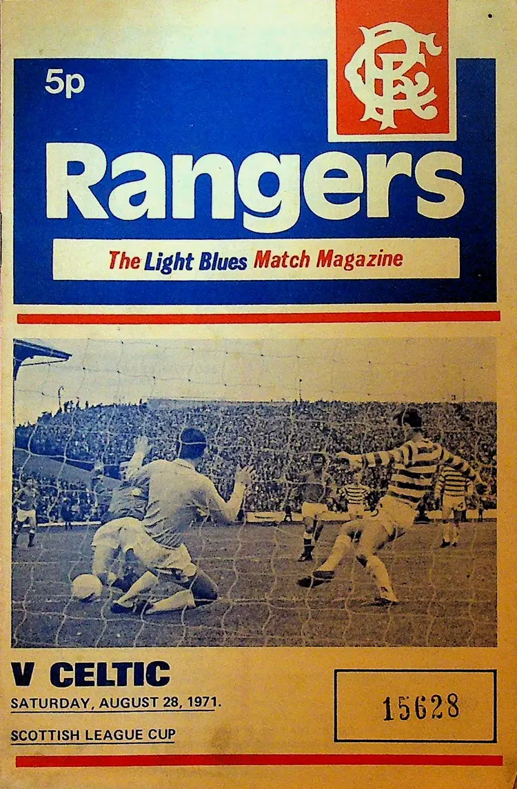 Rangers v Celtic Scottish League Cup Soccer Program August 28 1971