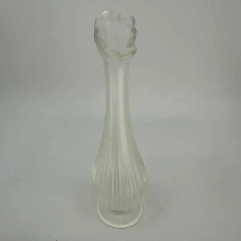 Fenton Satin Frosted Swung Bud Vase 7”