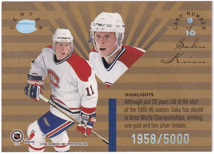 1995-96 Leaf Limited Rookie Phenoms #9 Saku Koivu Montreal Canadiens Hockey Card