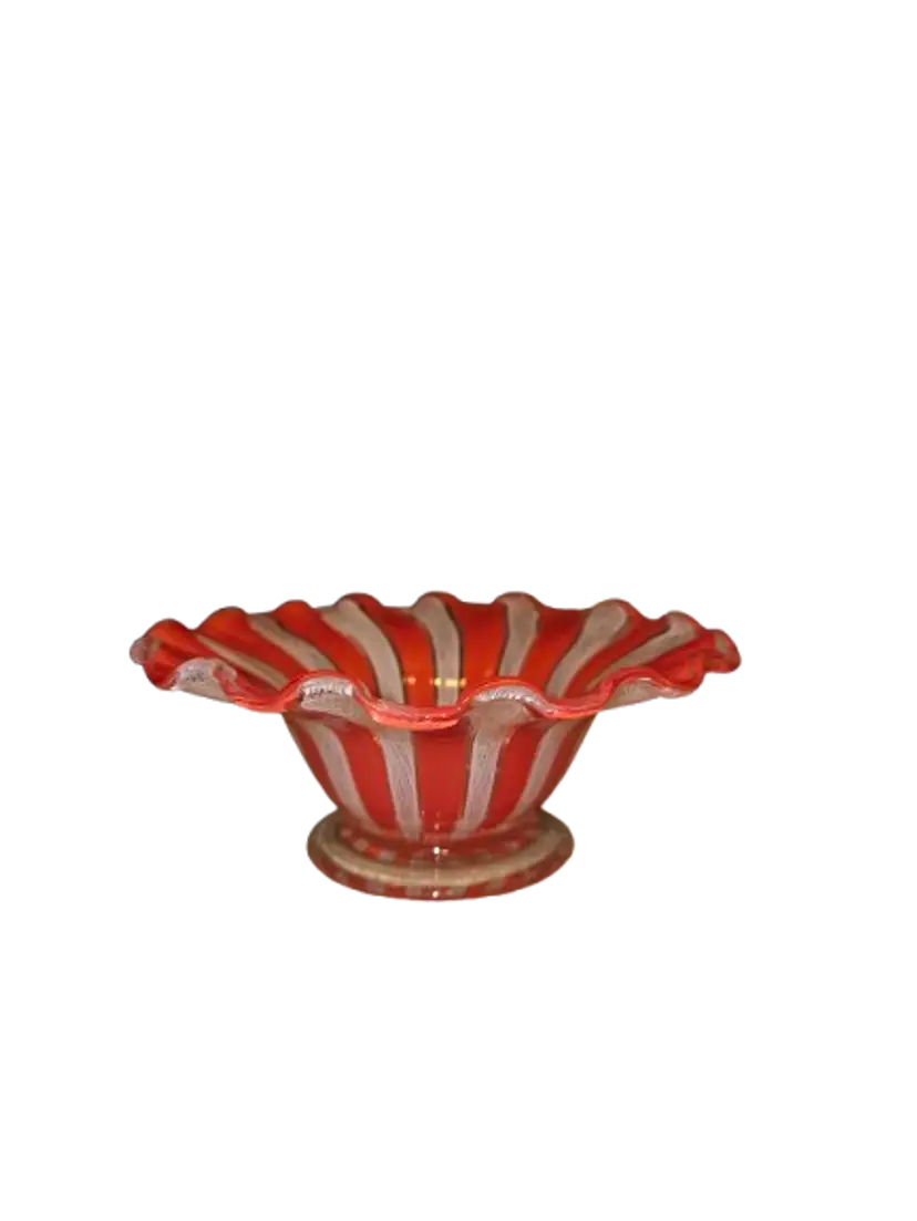 Murano Latticino Striped Dish