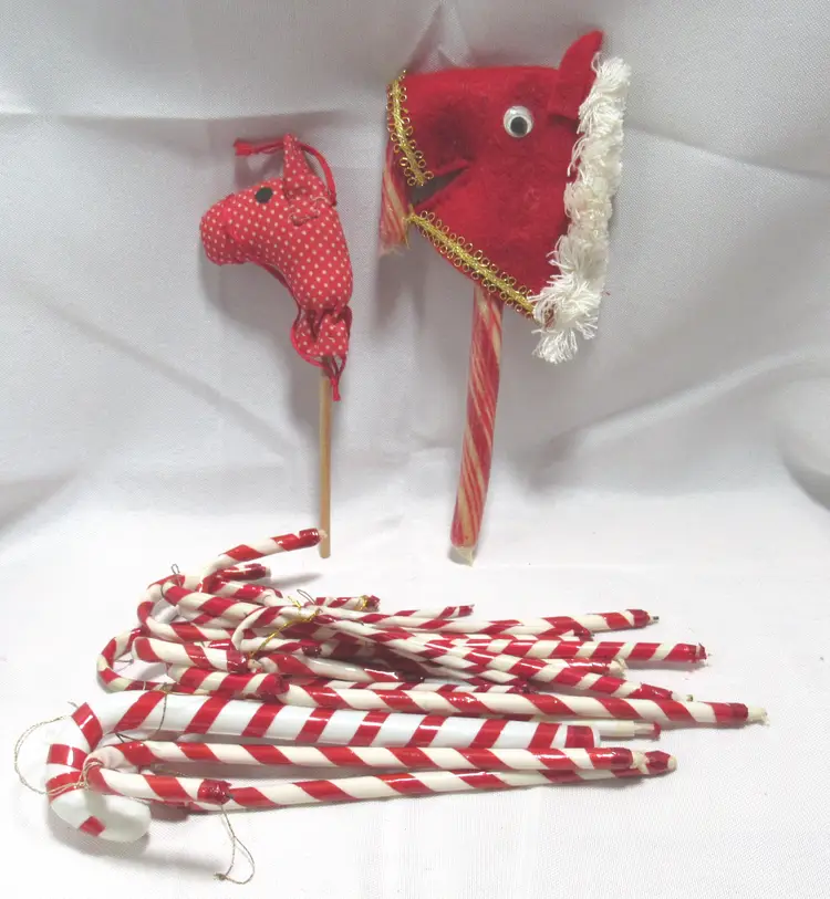 19 Candy Canes and Stick Horses Christmas Ornaments
