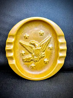 💛Vintage Chatham Pottery Americana Eagle Gold Ceramic Ashtray💛