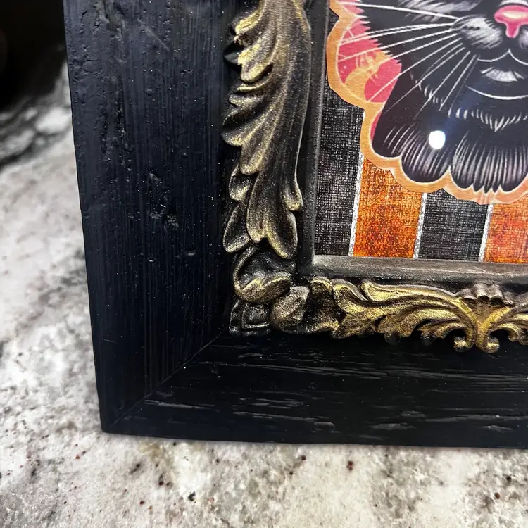 Vintage Up Cycled Hand Painted Frame, Black Scary, Cat Retro Halloween Decor  Made By Me Drnksuzy DIY OOAK