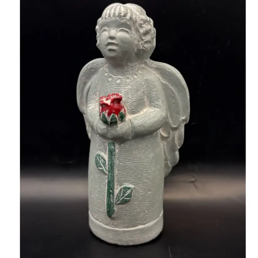 Isabel Bloom Signed Collectible Angel with Red Rose Figurine