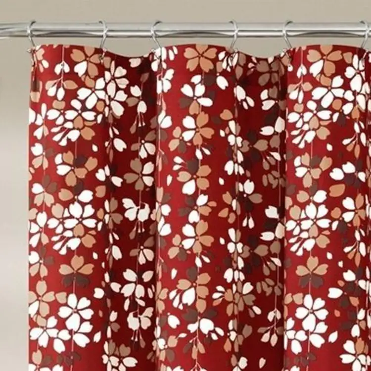 Lush Decor Weeping Flower Shower Curtain Red 72" X 72"