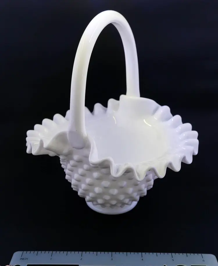 Fenton Hobnail Milk Glass Basket