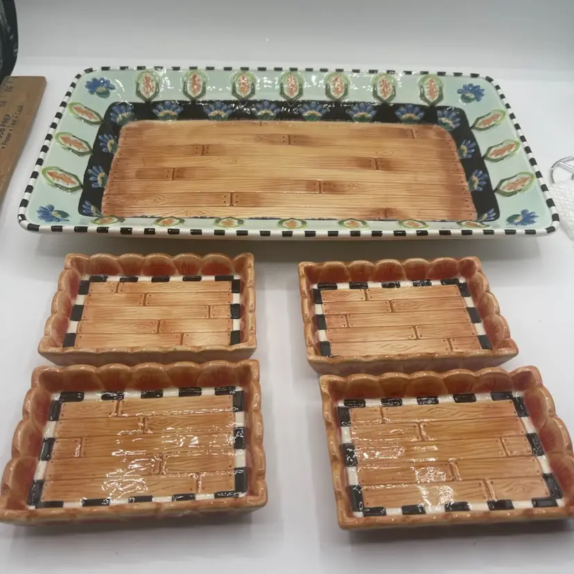 RARE Fitz and Floyd Classics Herrick Collection Fox Hare Platter & 4 Side Dishes