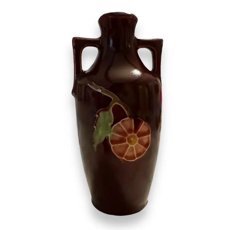 Barbotine Majolica Art Deco Floral Vase 