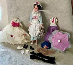 1964 Mary Poppins Doll & Accessories Horsman Dolls Stockings Shoes Hat Bag Dress